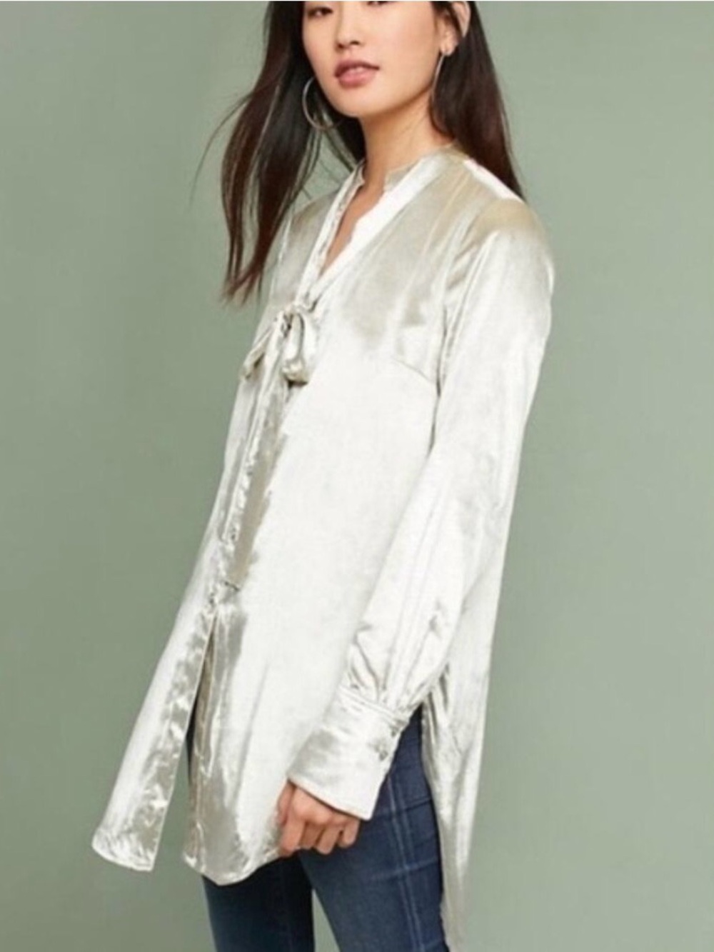 Anthropologie Maeve Crushed Velvet Tunic Blouse